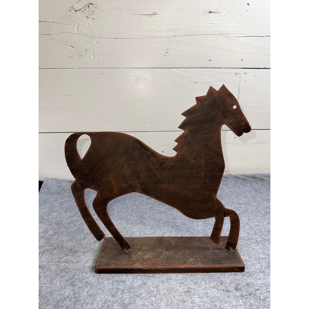 Rustic Metal Horse Silhouette Statue Farmhouse Decor Rusted Finish 26334 India